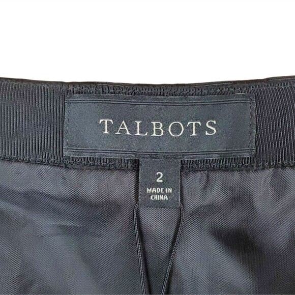 TALBOTS Black Velvet Plaid Print A-Line Pleated Skirt Size 2 - Picture 3 of 6